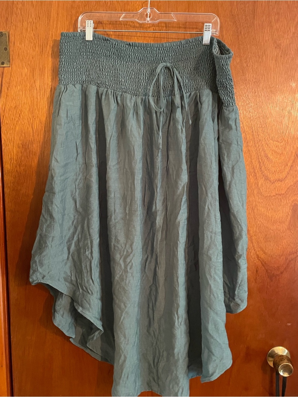 Smocked Waist A-Line Maxi dress/skirt in olive color